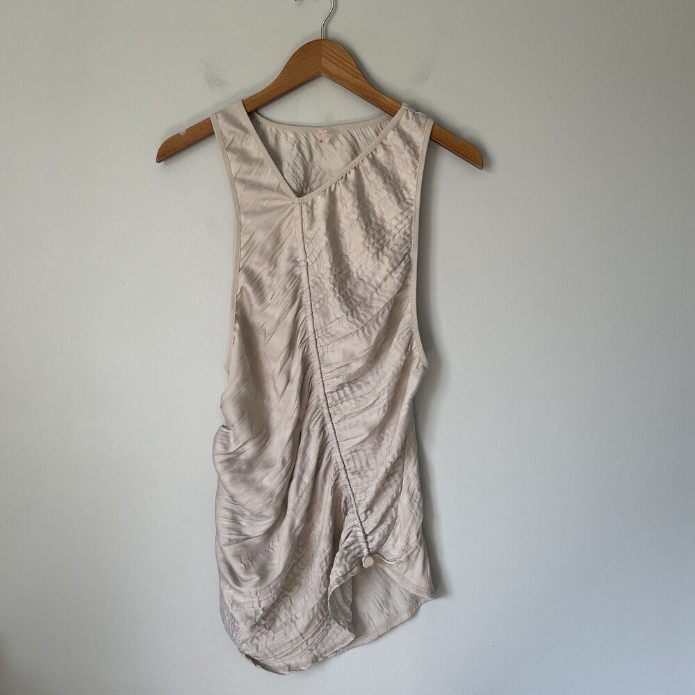 Free People Movement Ruched Drawcord Athletic Tank Top Beige Women's Size Small